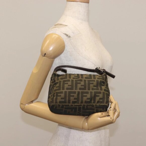 FENDI Zucca Canvas Hand Bag Black Brown Auth ep10930 - Picture 1 of 16